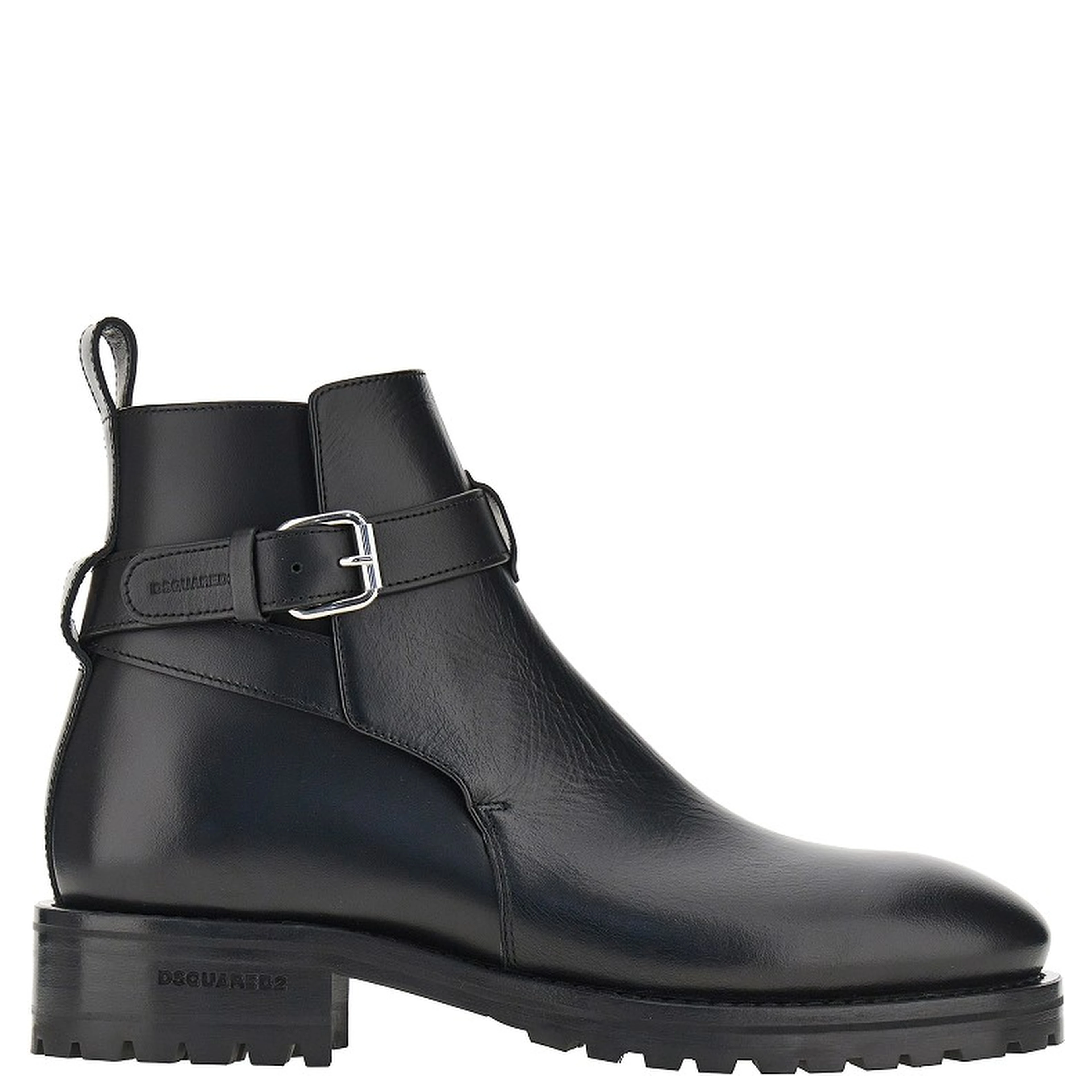 Leather boots with debossed logo