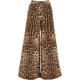 Wide-leg pants with leopard-print