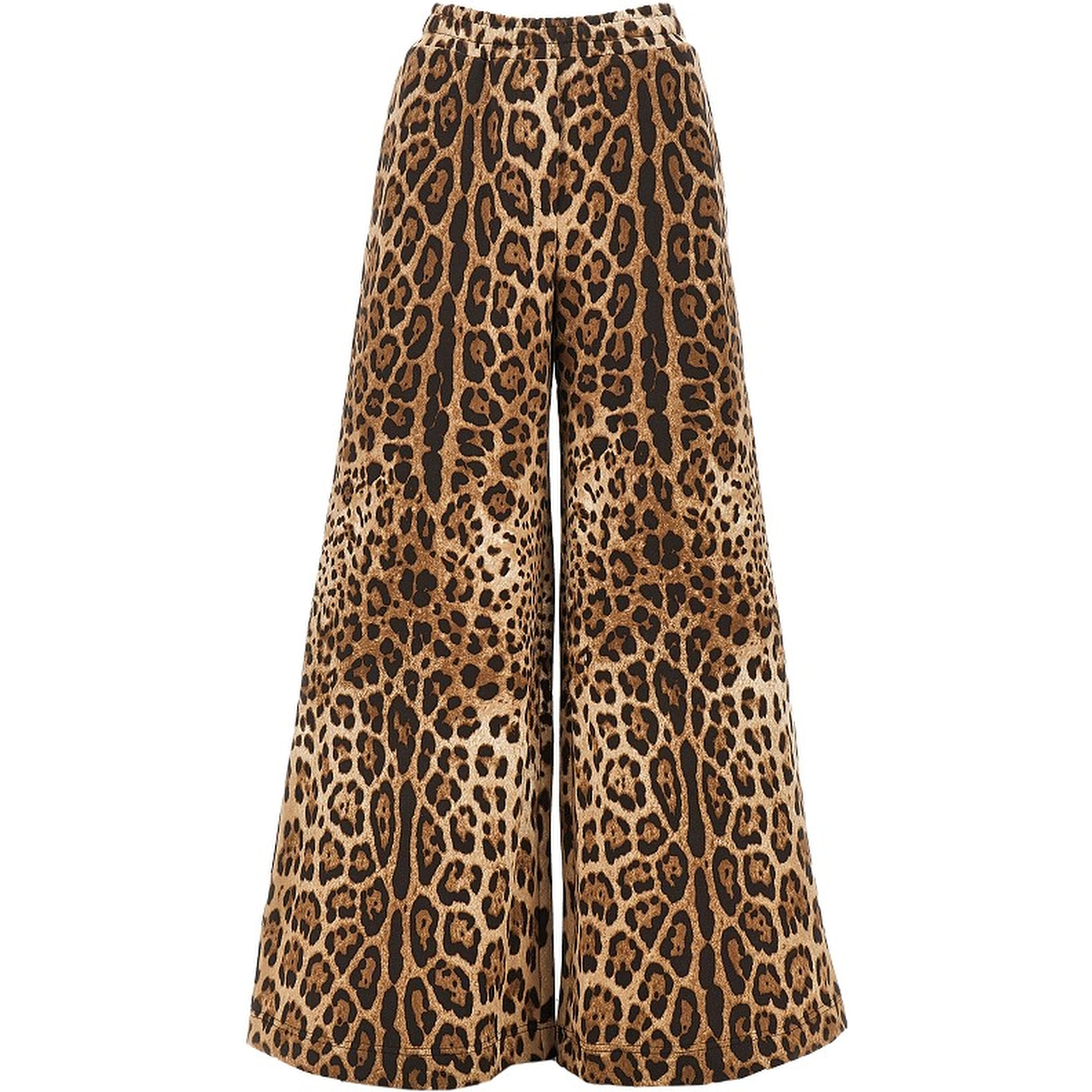 Wide-leg pants with leopard-print
