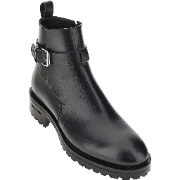 Leather boots with debossed logo