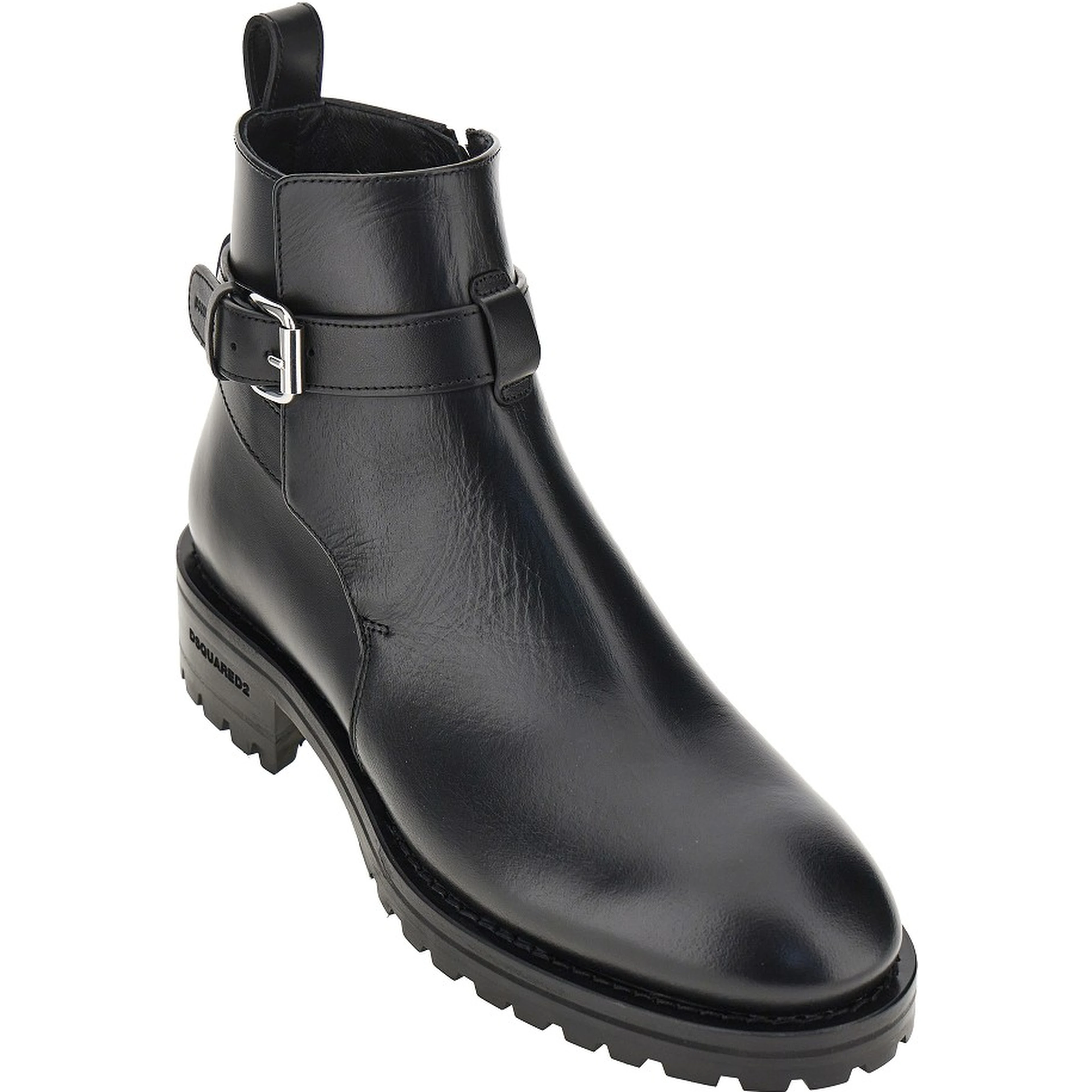 Leather boots with debossed logo