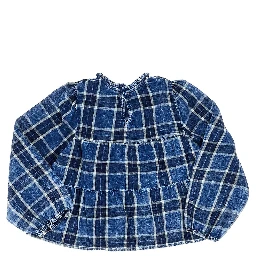 Faded denim blouse with Check motif
