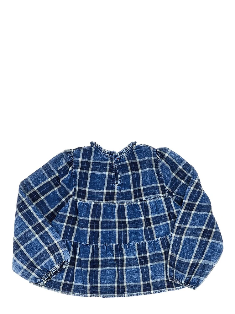 Faded denim blouse with Check motif alternative