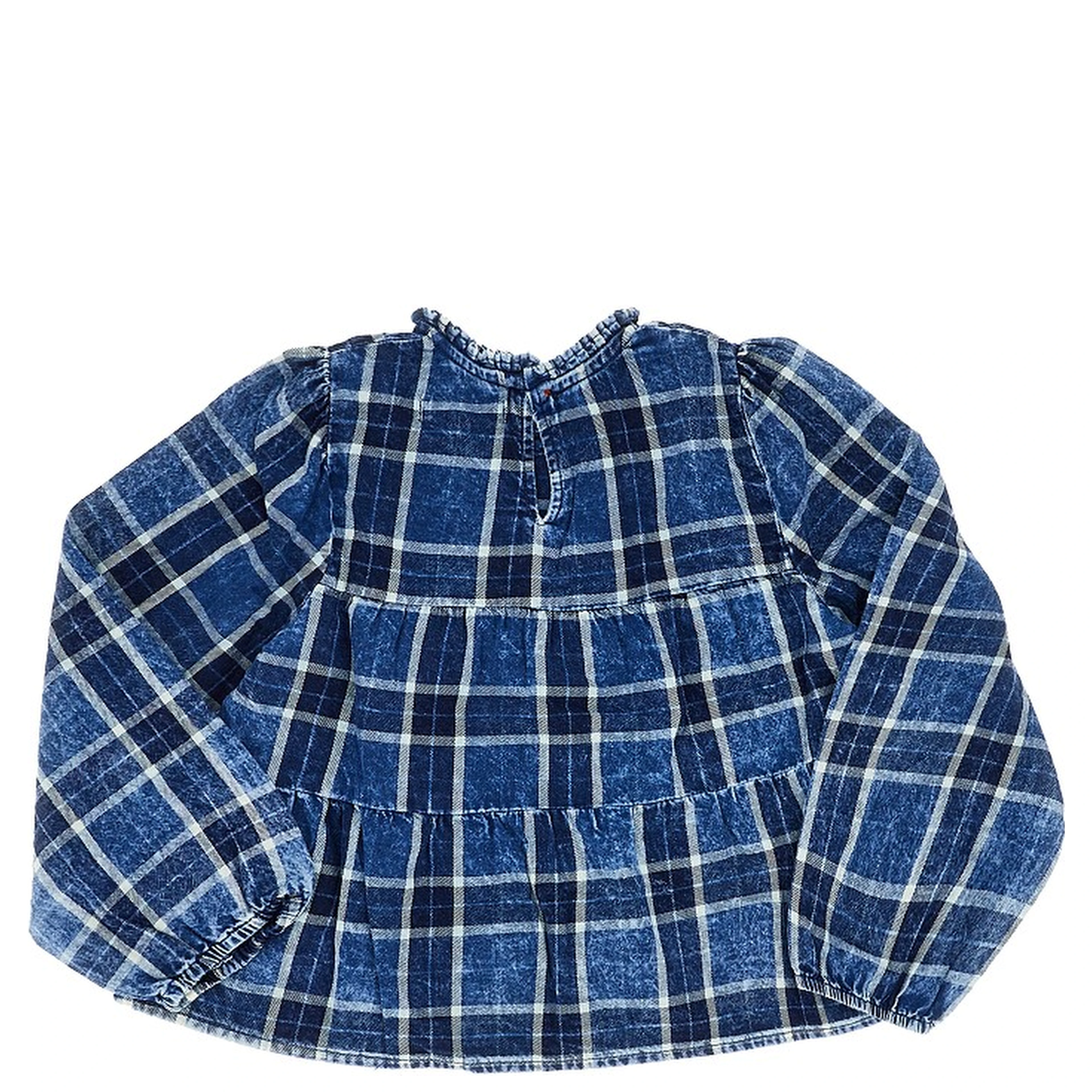 Faded denim blouse with Check motif