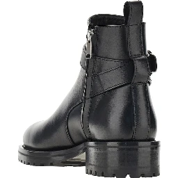 Leather boots with debossed logo