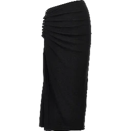 Gathered jersey midi skirt