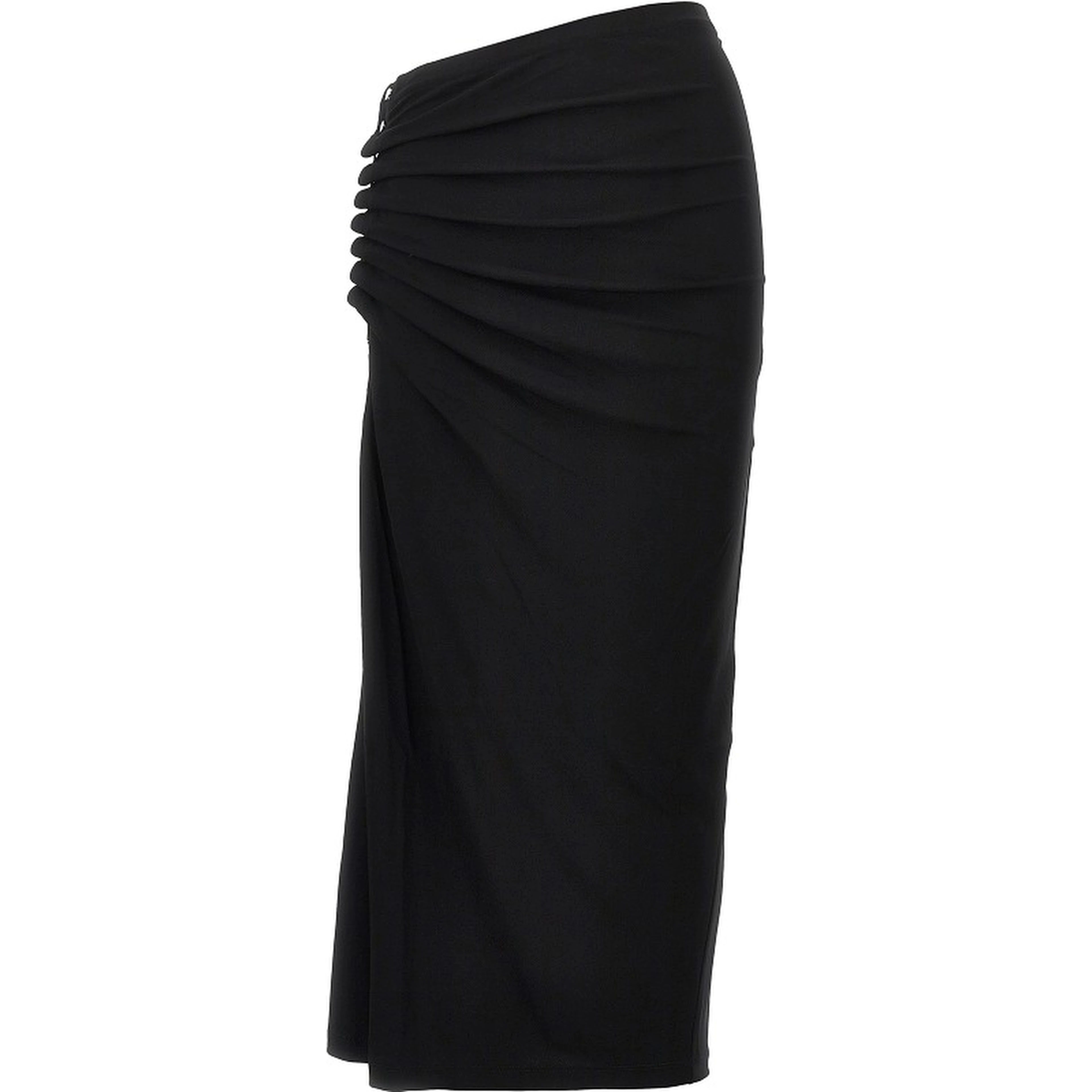 Gathered jersey midi skirt