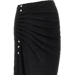 Gathered jersey midi skirt