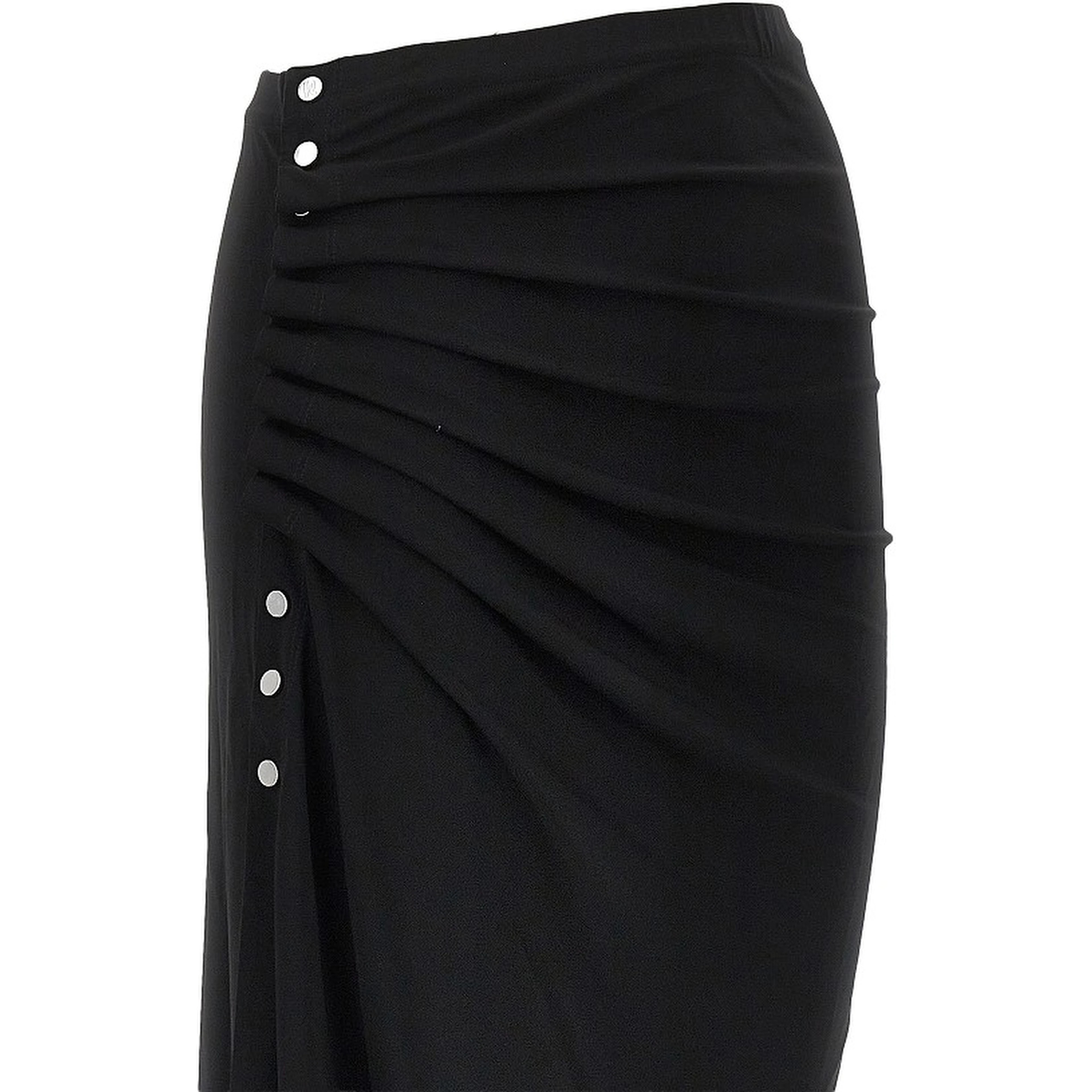 Gathered jersey midi skirt