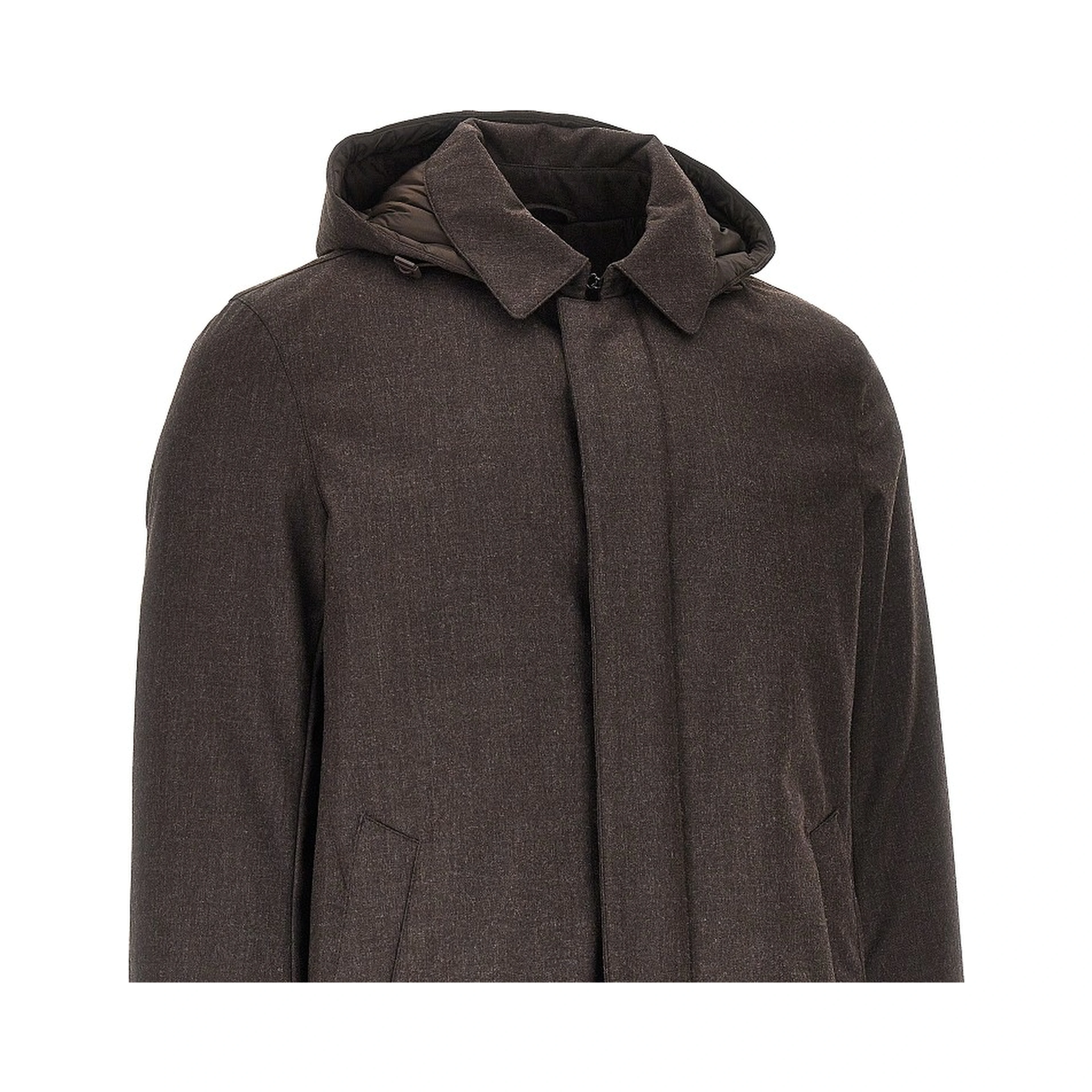 Padded technical wool down jacket
