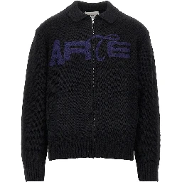 Knitted cardigan with logo embroidery