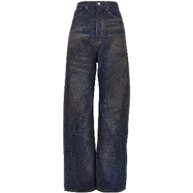 Used effect wide leg jeans