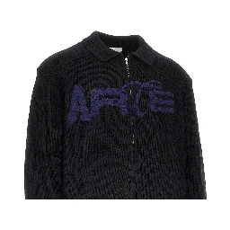 Knitted cardigan with logo embroidery