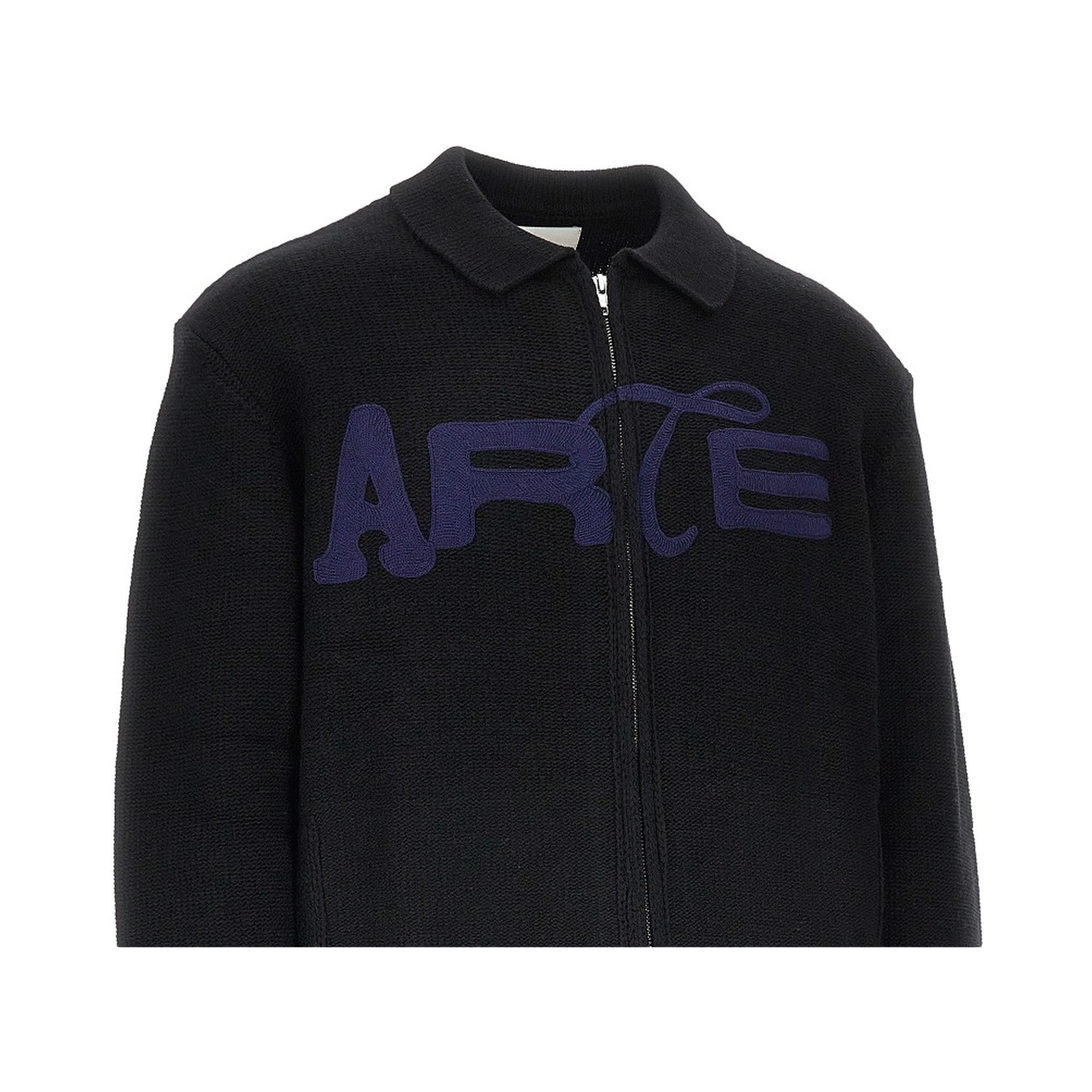 Knitted cardigan with logo embroidery