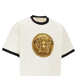 Cotton T-shirt with Medusa Coin print