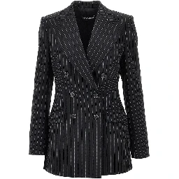 Pinstriped wool double-breasted jacket