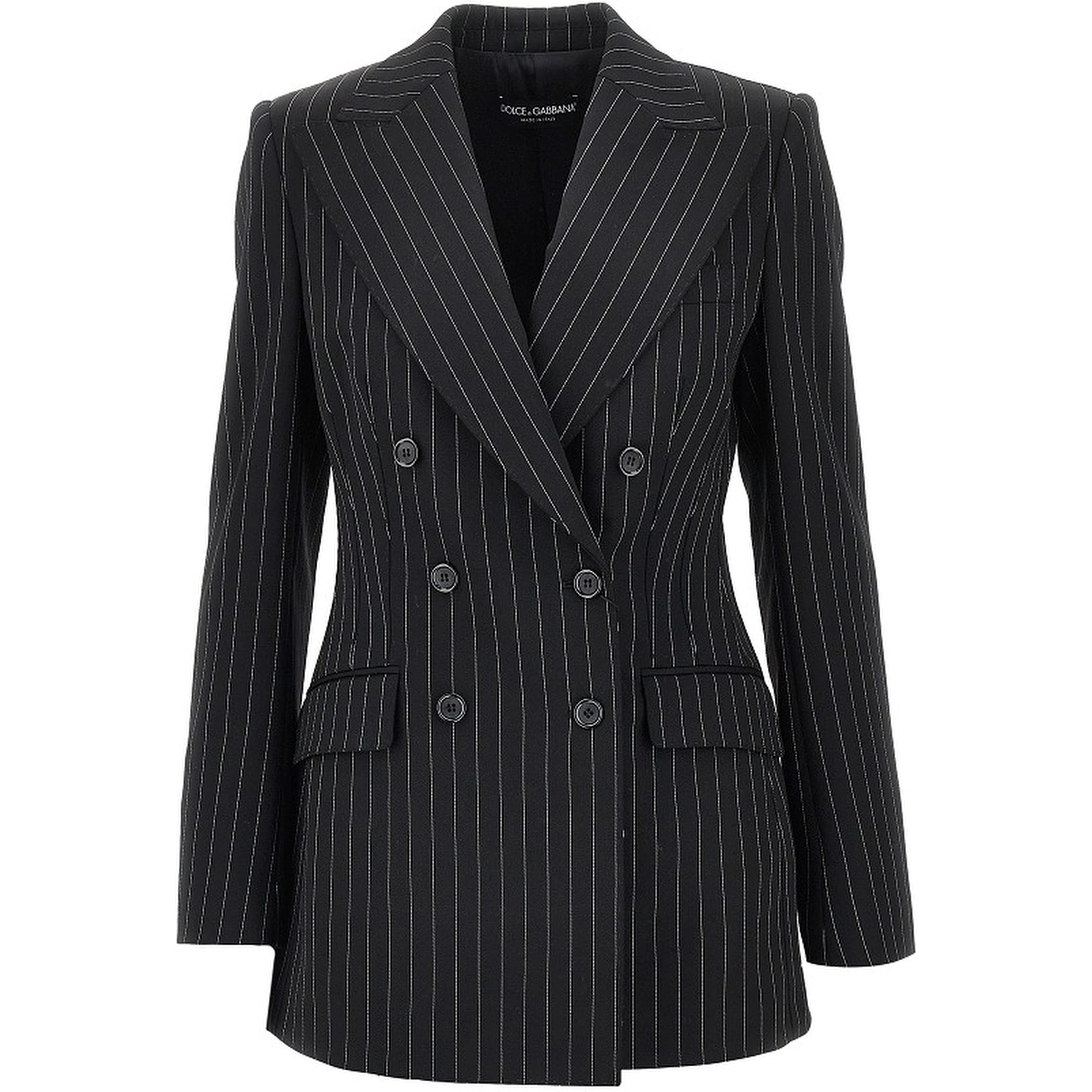 Pinstriped wool double-breasted jacket