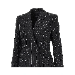 Pinstriped wool double-breasted jacket