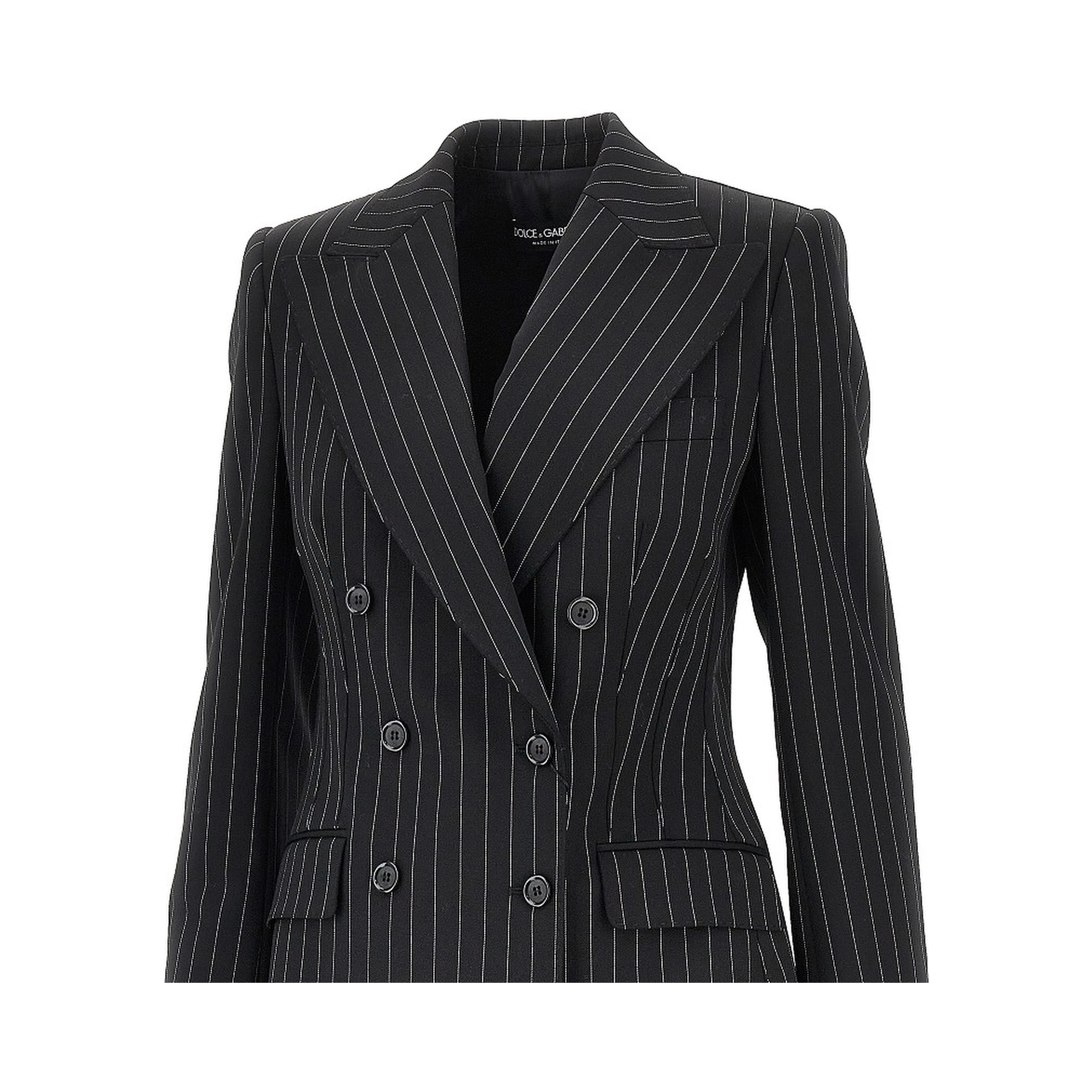 Pinstriped wool double-breasted jacket
