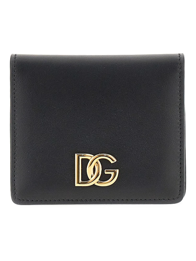 Leather bi-fold cardholder with logo