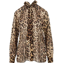 Silk georgette shirt with Leo print