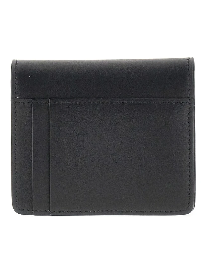 Leather bi-fold cardholder with logo