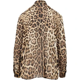Silk georgette shirt with Leo print