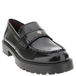 Leather loafers with lug sole