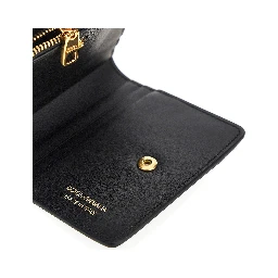 Leather bi-fold cardholder with logo