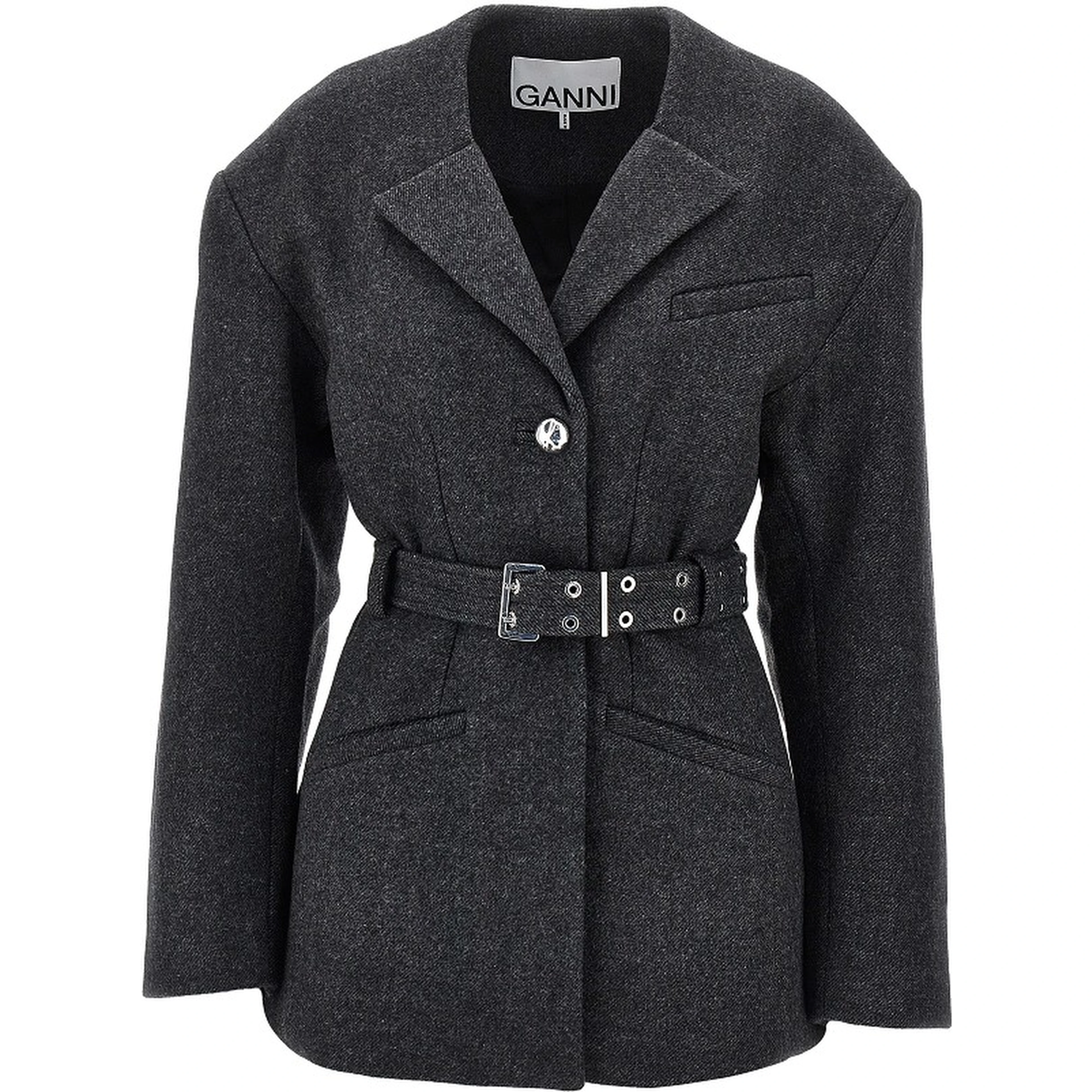 Wool-blend jacket with belt