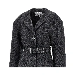 Wool-blend jacket with belt