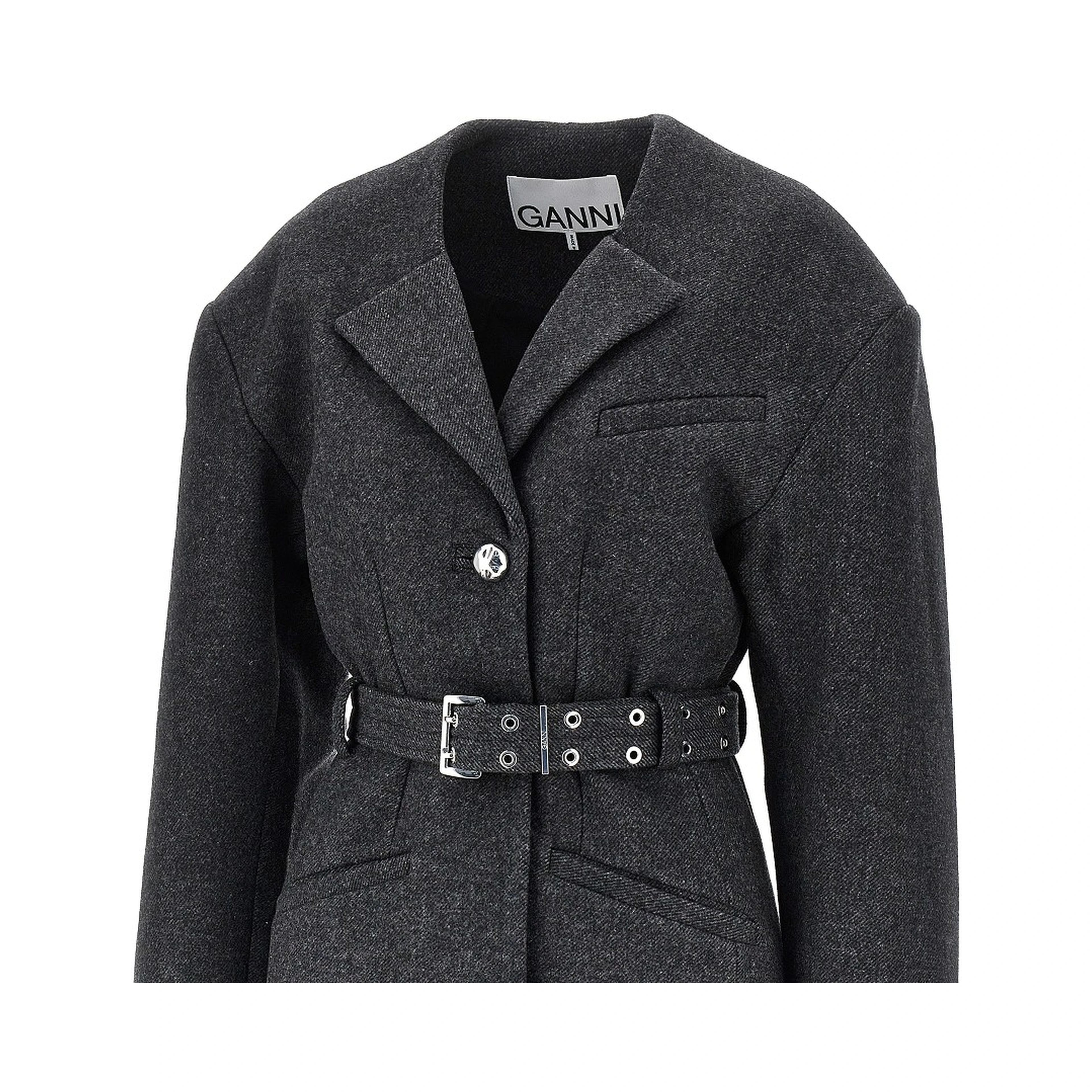 Wool-blend jacket with belt