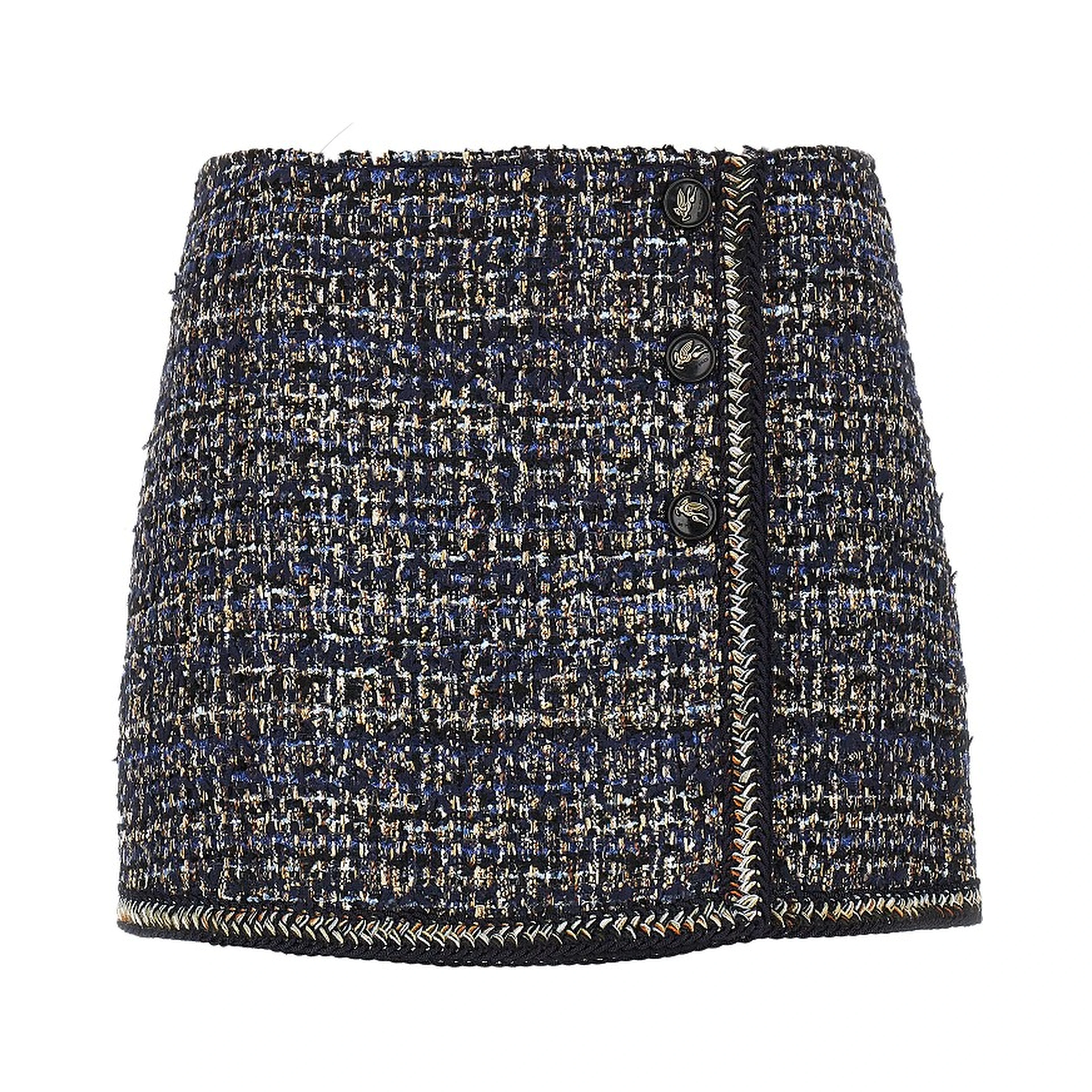 Wool-blend tweed mini skirt