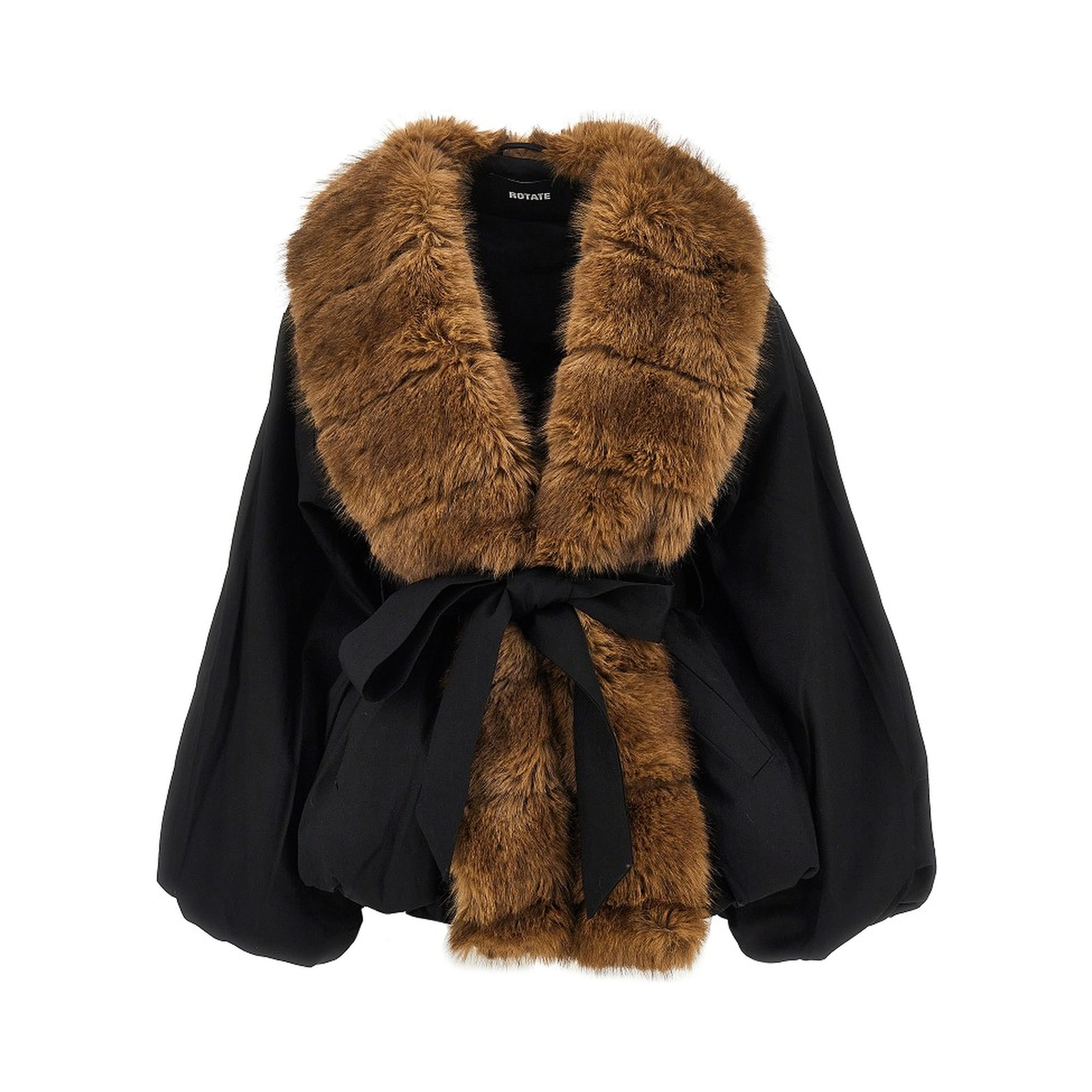 Faux fur collar twill jacket