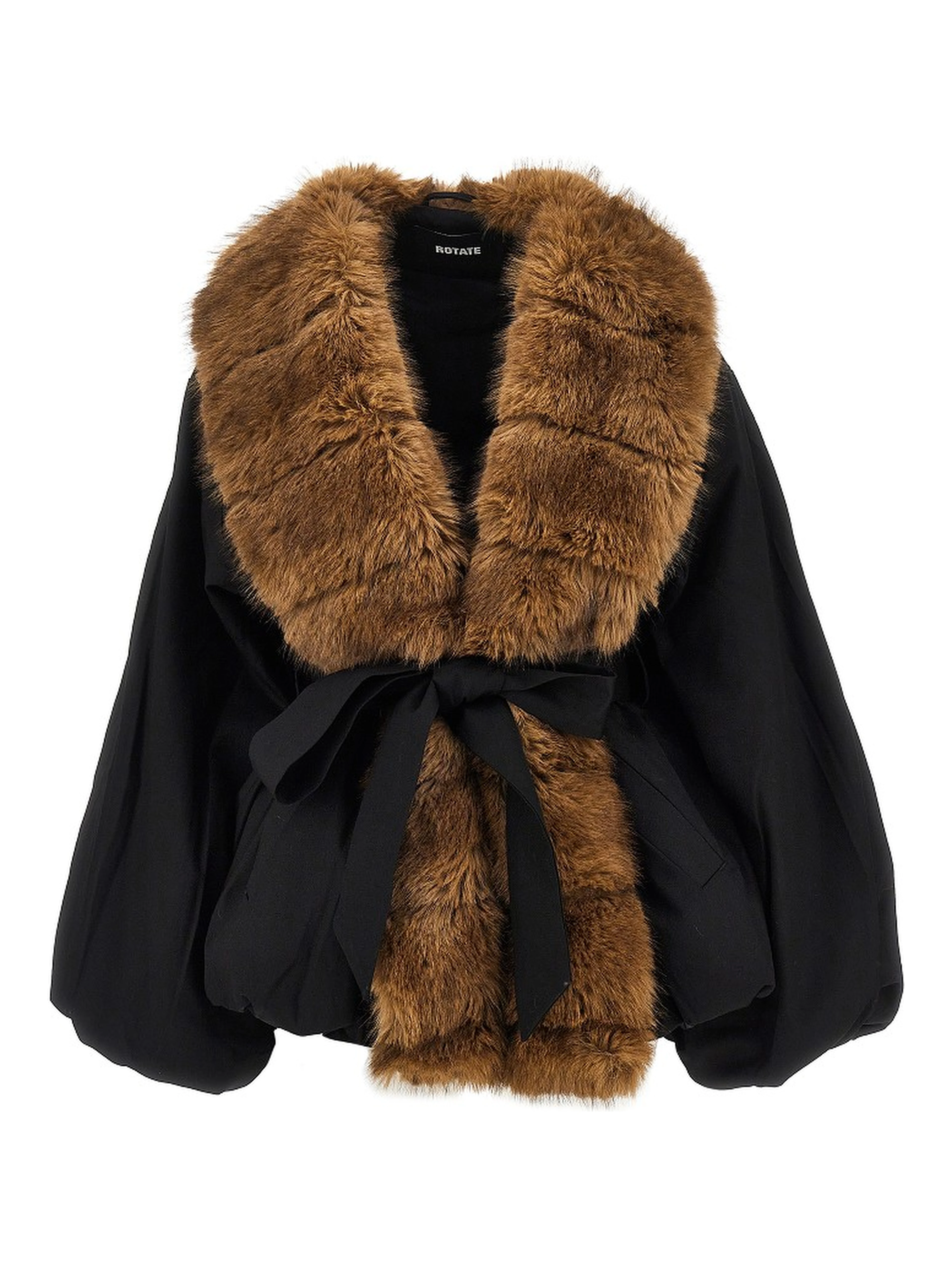 Faux fur collar twill jacket