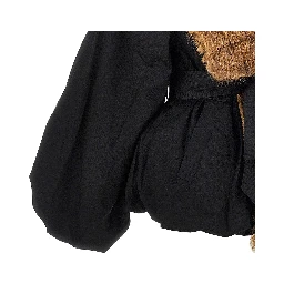 Faux fur collar twill jacket
