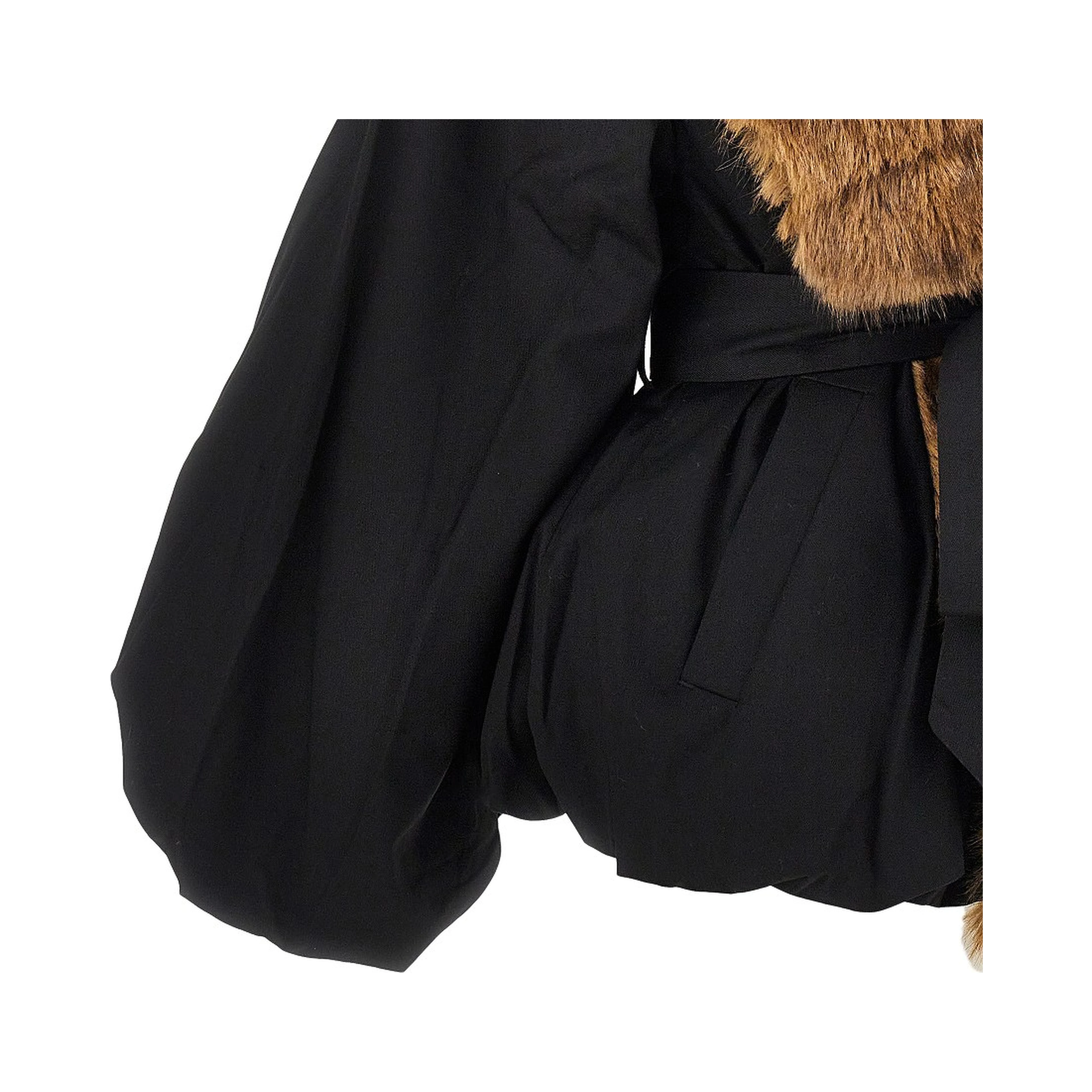 Faux fur collar twill jacket