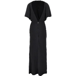 Slit long dress with rose detail