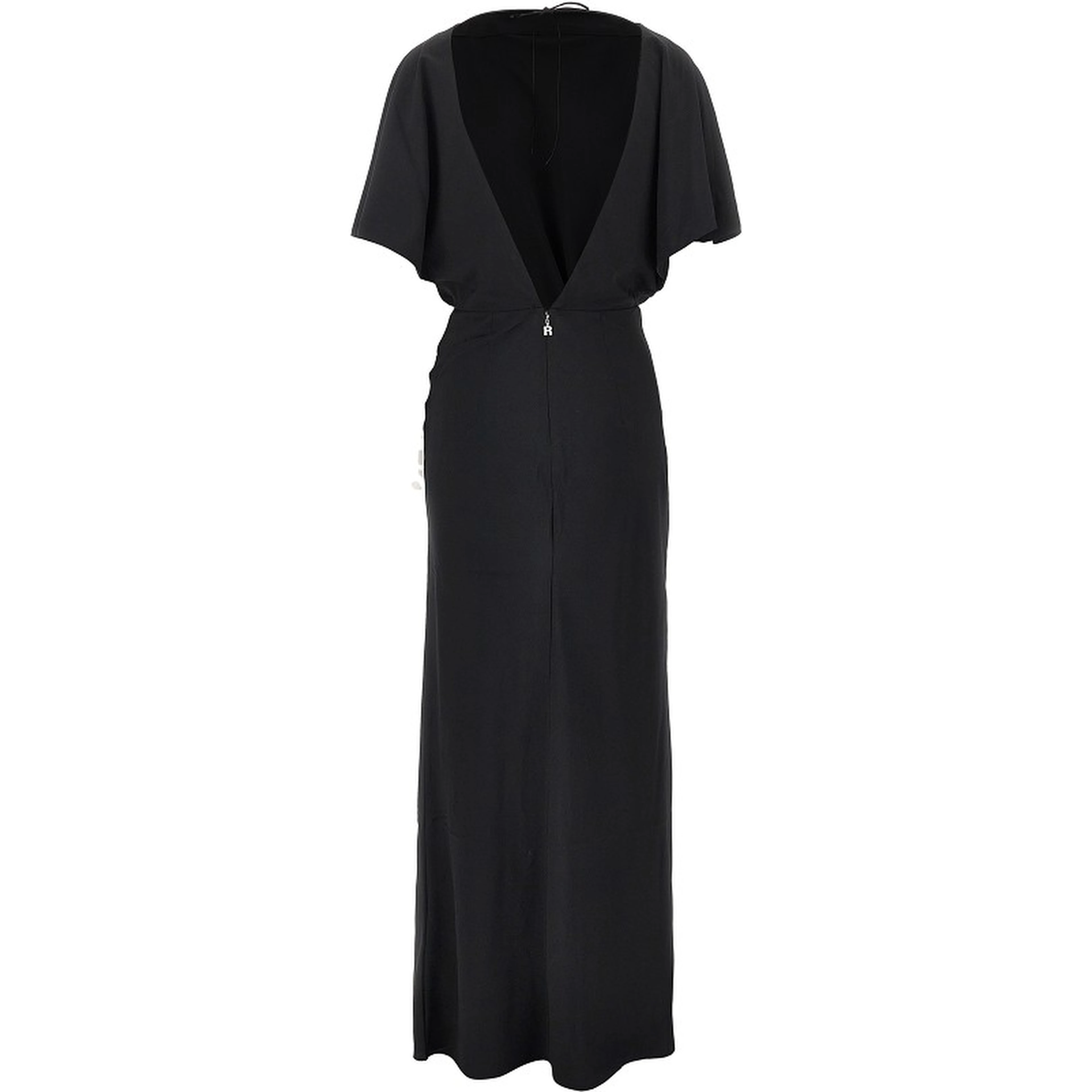 Slit long dress with rose detail