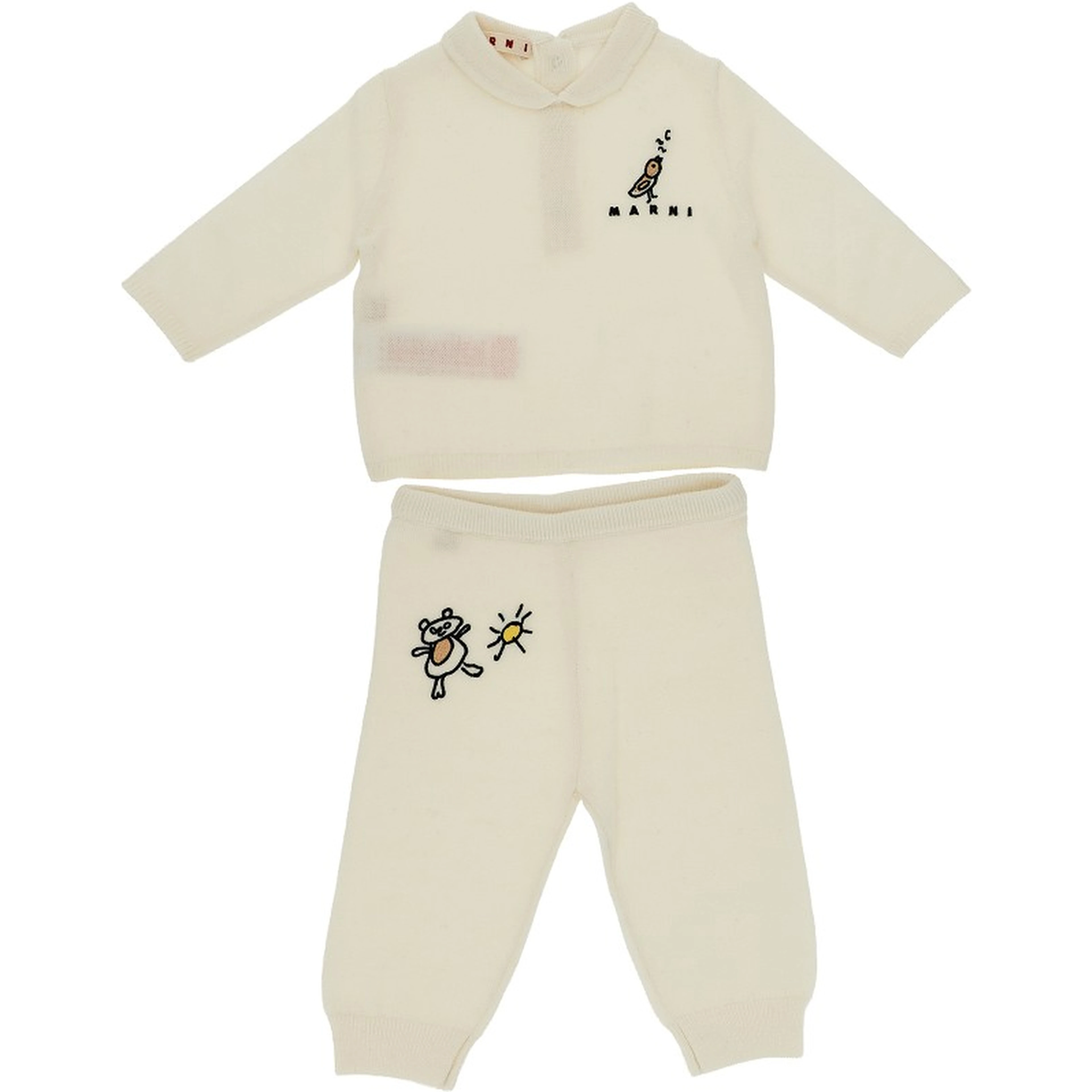 Embroidered wool-blend two-piece set