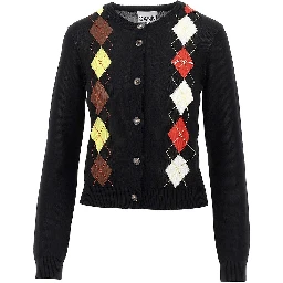 Knitted cardigan with diamond motif