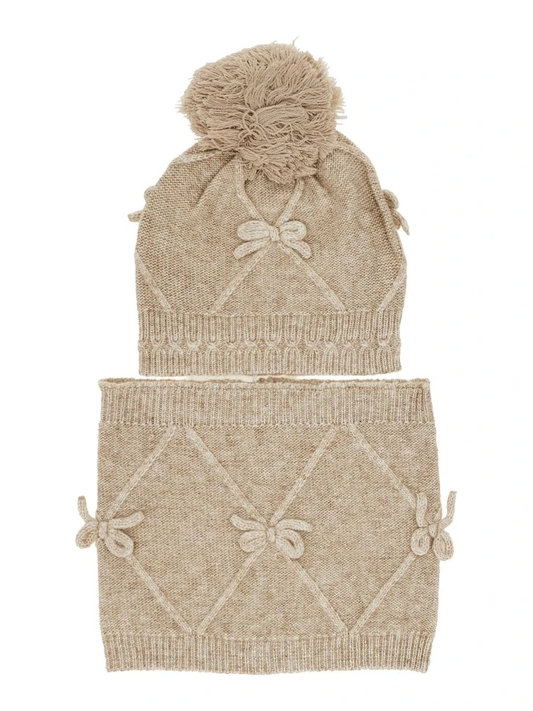 Beanie hat and neck-warmer set