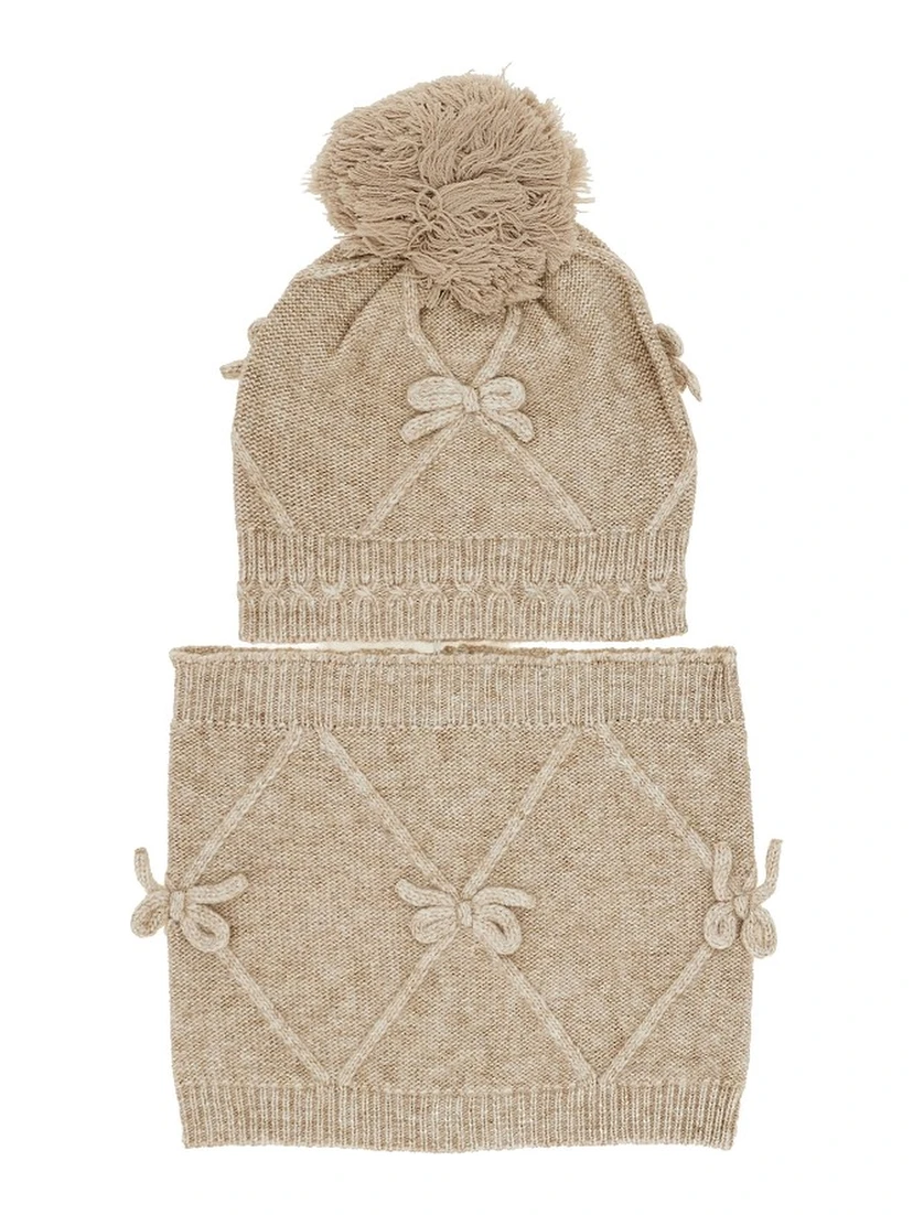 Beanie hat and neck-warmer set