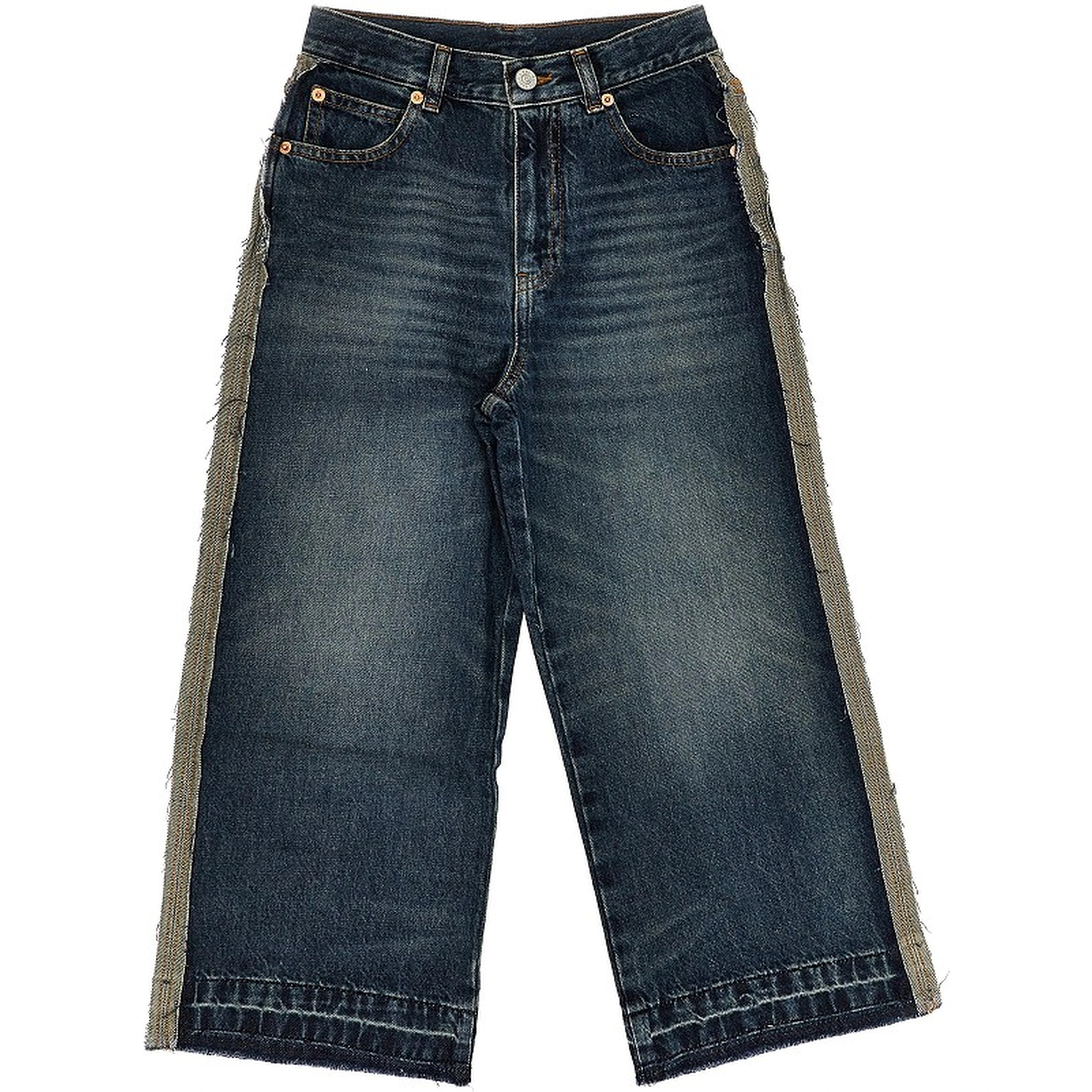 Wide leg jeans with raw-cut edges