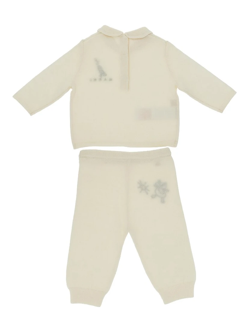 Embroidered wool-blend two-piece set