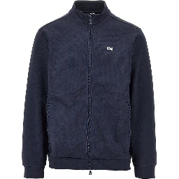 Full-zip sweatshirt with logo plate