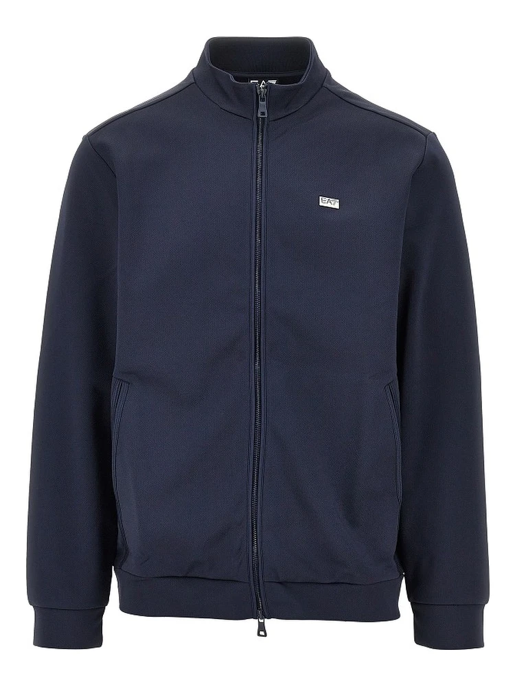 Full-zip sweatshirt with logo plate