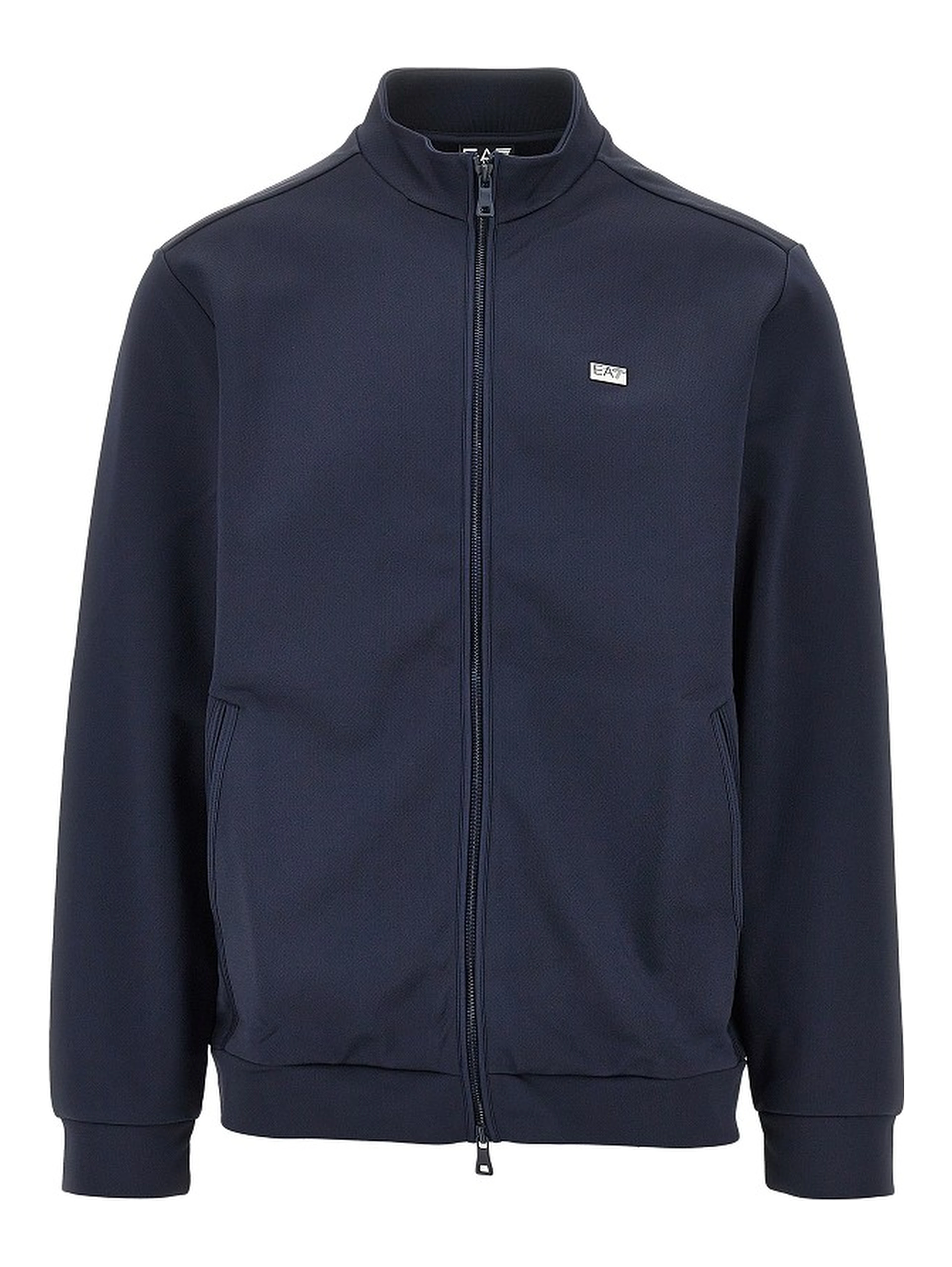 Full-zip sweatshirt with logo plate