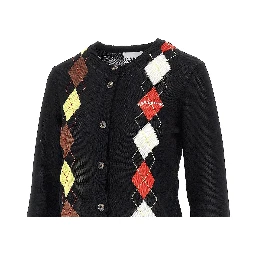 Knitted cardigan with diamond motif