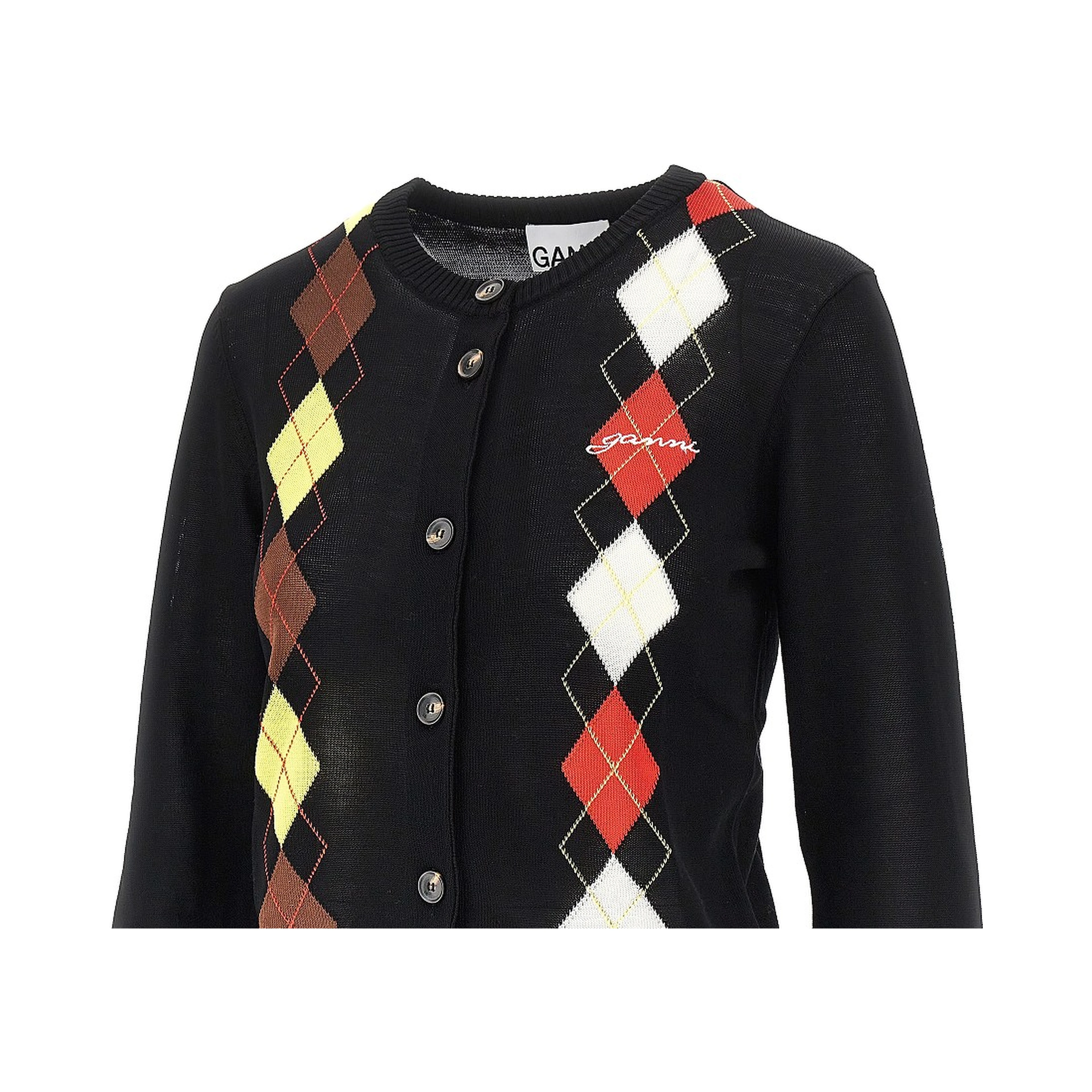 Knitted cardigan with diamond motif